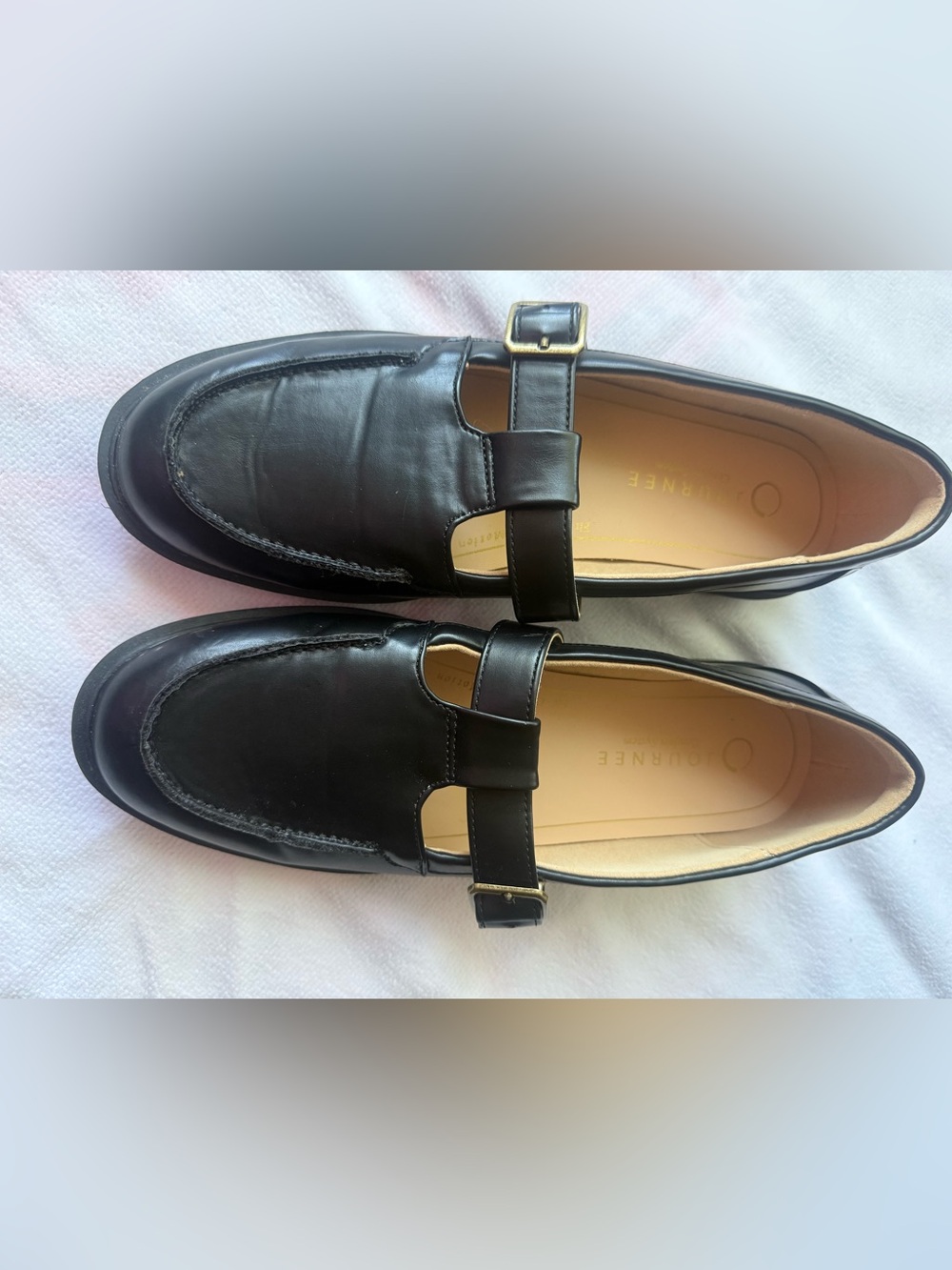 Black Leather Mary Jane Loafers - Journee - Picture 2 of 6